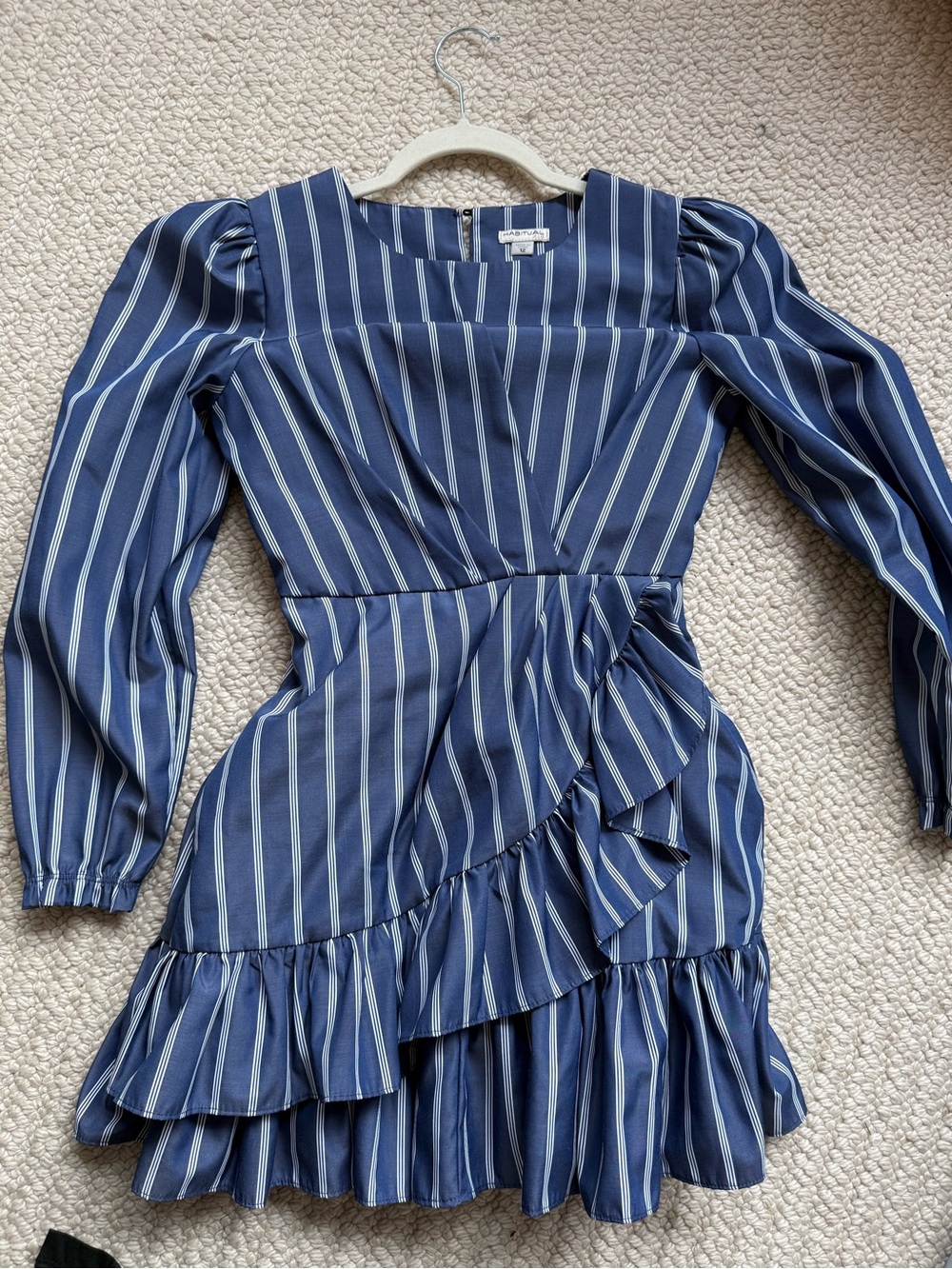 Habitual Navy and White Striped Midi Dress